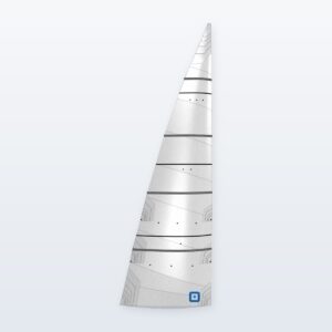 Illustration of a CS 22 cruising mainsail from Sails.Online: cross-cut Dimension-Polyant woven Dacron, 4 full battens, 2 reefs