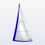 Illustration of a NM 43 130% furling genoa from Sails.Online: cross-cut Dimension-Polyant woven Dacron with Sunbrella UV cover
